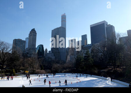 Ice Skating in Central Park in New York, USA. Stock Photo