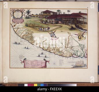 Landkarte von Pernambuco und Itamaracá, mit Abbildung einer Zuckermühle Stock Photo