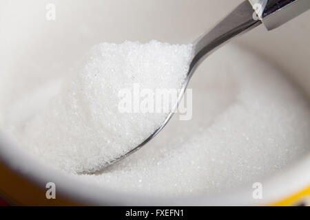 Teaspoon in a bowl of sugar Stock Photo