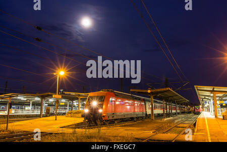 German train departing from Offenburg station Stock Photo