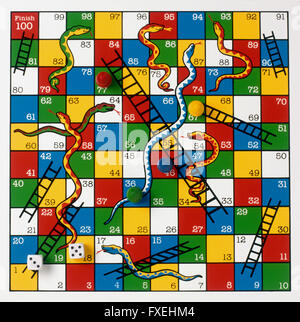 Snakes & Ladders board game with dice and counters (still-life Stock ...