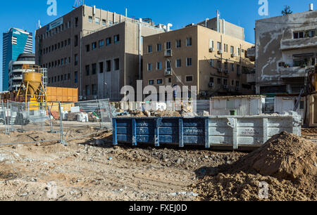 Red Line Allenby Station Light Rail Construction Worksite in Tel Aviv city, Israel Stock Photo