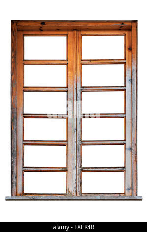 Wooden window frame isolated on white background Stock Photo - Alamy
