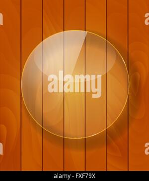 Glass Frame on Checkered  Abstract Woody Background. Vector Illu Stock Vector