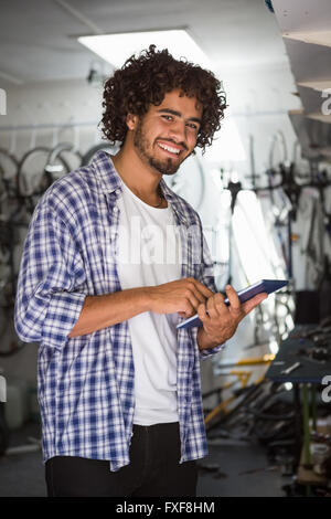 Worker using tablet Stock Photo
