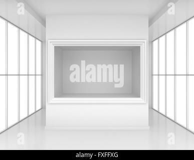 Exhibit Showcases with empty for samples product in blank interior. 3d rendering Stock Photo