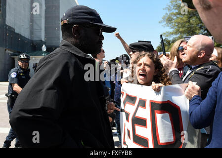 Washington, DC, USA. 15th Apr, 2016. People take part in a rally against Money Politics near Capitol Hill in Washington, DC, the United States, on April 15, 2016. Credit:  Bao Dandan/Xinhua/Alamy Live News Stock Photo