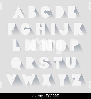 alphabet set with shadows. vector extra bold fat capital letters as paper Stock Vector