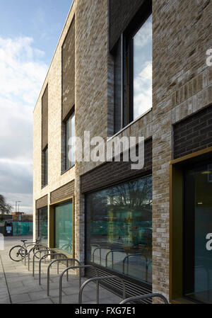 Side view. Camberwell Library, London, United Kingdom. Architect: John McAslan & Partners, 2016. Stock Photo