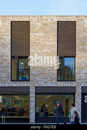 Side view. Camberwell Library, London, United Kingdom. Architect: John McAslan & Partners, 2016. Stock Photo