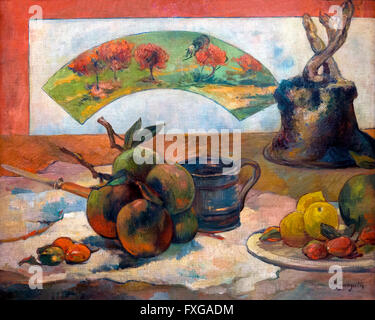 Still-life with fan, Nature Morte a l'eventail, by Paul Gauguin, 1889,Musee D'Orsay, Paris, France, Europe Stock Photo