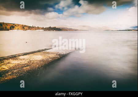 Image of long exposure lake scene. Loch Lomond, Scotland. Stock Photo