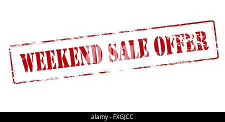 Rubber stamp with text weekend sale offer inside, vector illustration Stock Photo