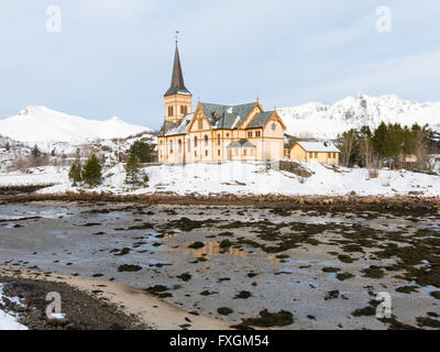 Vagan Church or Lofoten Cathedral in Kabelvag, Austvagoy, Lofoten, Norway Stock Photo