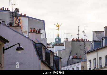 View of the July Column on Place de Bastille in Paris over the rooftops Stock Photo