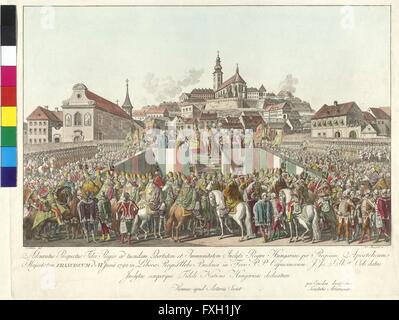 Krönung von Kaiser Franz II. zum König von Ungarn in Budapest am 6. Juni 1792 Stock Photo