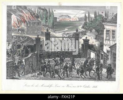 Scene bei der Mariahilfer Linie in Wien, am 26ten October 1848 Stock Photo
