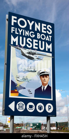 Foynes Flyingboat Museum sign in Foynes, Co. Limerick, Ireland Stock Photo