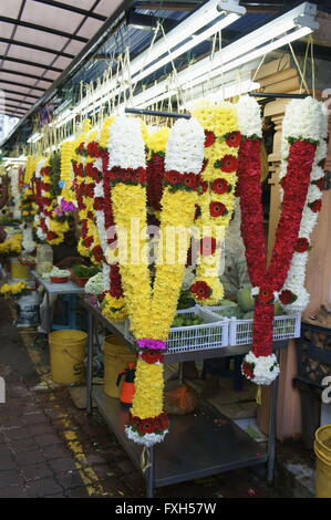 Indian flower garlands used for religious ceremony Stock Photo