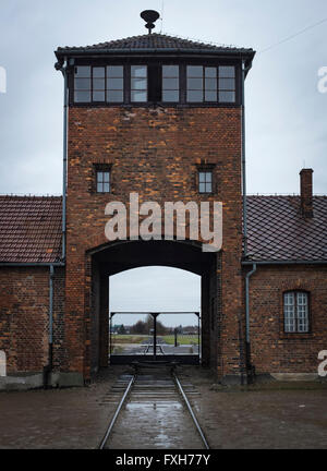 Auschwitz II concentration camp in Birkenau (Brzezinka), near Krakow, Poland. Stock Photo