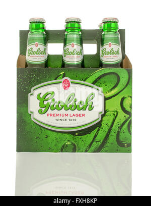 Winneconne, WI - 10 Jan 2016: A six pack of Grolsch premium beer. Stock Photo