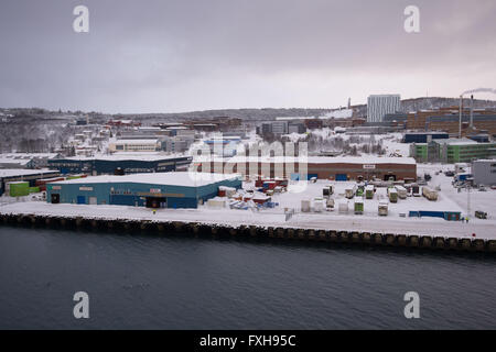 Tromso cruise ship dock port harbour in Norway. Stock Photo