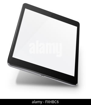 Realistic tablet pc computer with blank screen isolated on white background. 3d Illustration. Stock Photo