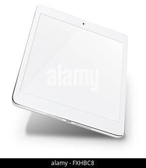 Realistic tablet pc computer with blank screen isolated on white background. 3D Illustration. Stock Photo