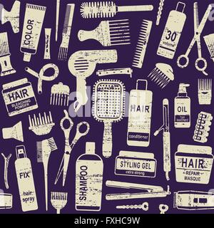 Hair styling related vector seamless pattern background 1 Stock Vector