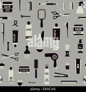 Hair styling related vector seamless pattern background 2 Stock Vector