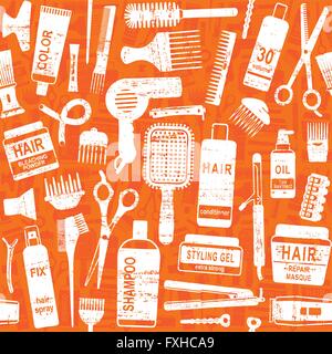 Hair styling related vector seamless pattern background 3 Stock Vector