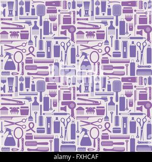 Hair styling related vector seamless pattern background 5 Stock Vector