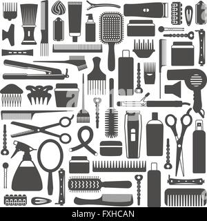 Hair styling related vector seamless pattern background 7 Stock Vector