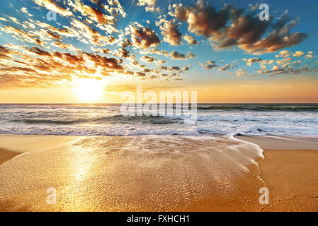 Sunset landscape. Beautiful sunset & black sea landscape. Stock Photo