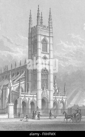 LONDON: St Lukes Church, Chelsea, antique print 1828 Stock Photo