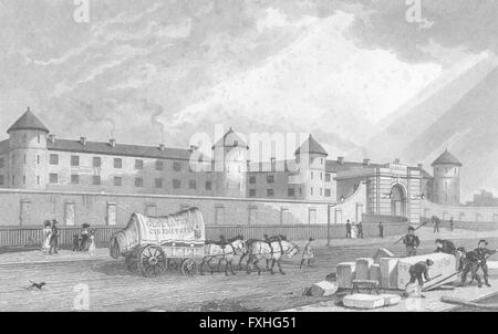 LONDON: Penitentiary, Millbank, Westminster, antique print 1829 Stock Photo
