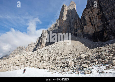 On the via ferrata delle Bocchette in the Brenta Dolomites, Italy Stock Photo