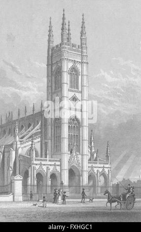 LONDON: St Lukes Church, Chelsea, antique print 1828 Stock Photo