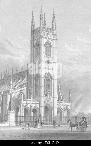 LONDON: St Lukes Church, Chelsea, antique print 1828 Stock Photo