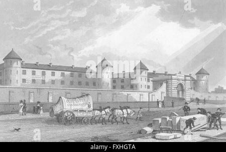LONDON: Penitentiary, Millbank, Westminster, antique print 1829 Stock Photo