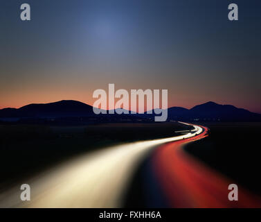 DE - BAVARIA: Motorway Munich to Salzburg by night Stock Photo