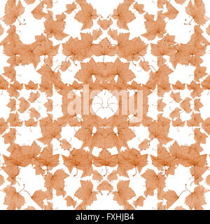 Digital collage and photo manipulation technique floral collage seamless pattern mosaic design in pale brown tones against white Stock Photo