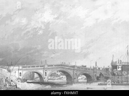 LINCS: Gainsborough bridge: Saunders Barge, antique print 1836 Stock Photo