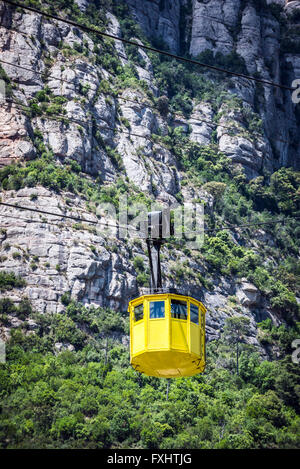 aerial cable car to Benedictine abbey Santa Maria de Montserrat on Montserrat mountain in Monistrol de Montserrat, Spain Stock Photo