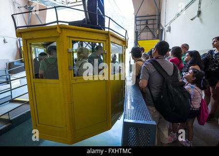 Aeri de Montserrat aerial cable car station to Benedictine abbey Santa Maria de Montserrat on Montserrat mountain in Spain Stock Photo