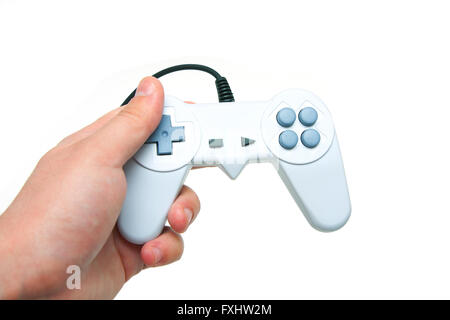 White game controller in hand Stock Photo