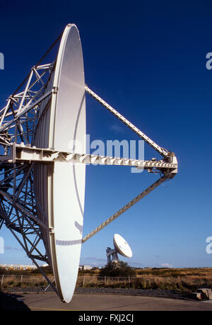 Telecommunications satellite dish near Cornwall: England Stock Photo