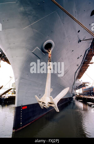 Bow & anchor of large ship; The Naval Yard; Philadelphia; PA; USA Stock Photo