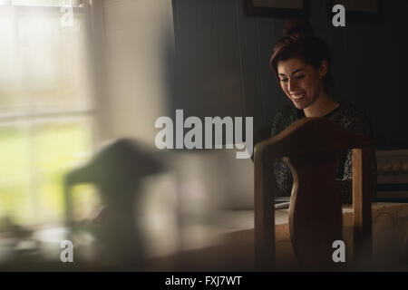 Young woman using laptop Stock Photo