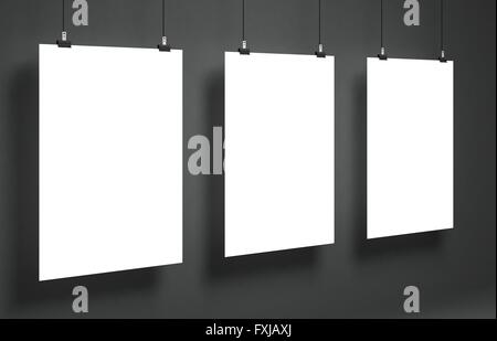 White blank poster on a grunge surface. Template for advertising or other images. 3d illustration Stock Photo